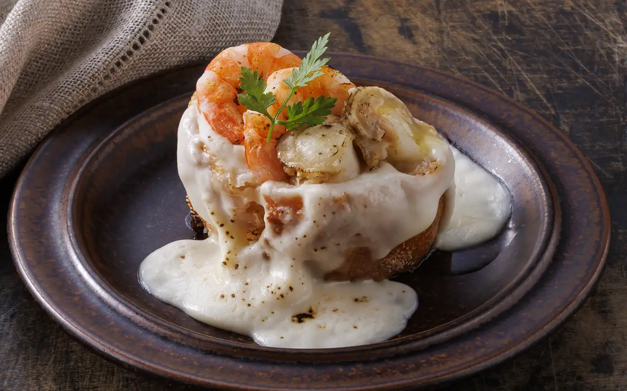 海老とホタテのハニーガーリックトースト