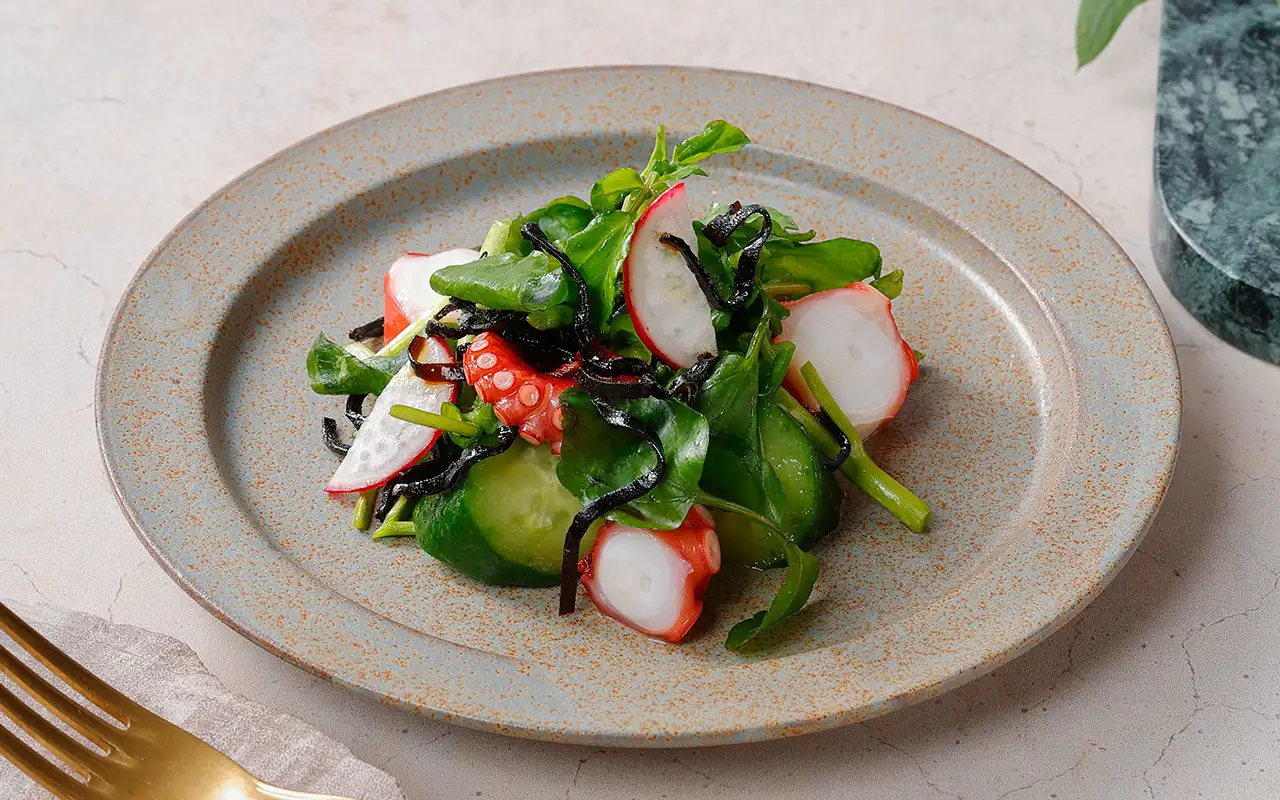 タコとクレソンのサラダ〜塩昆布のグリーンサラダ仕立て〜